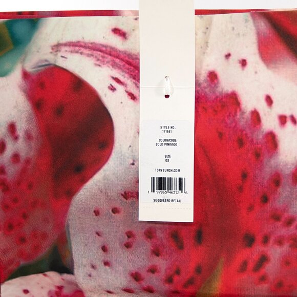 Tory Burch Bold Pink Lily Nylon Leather Large Tote Bag NWT - Picture 5 of 7